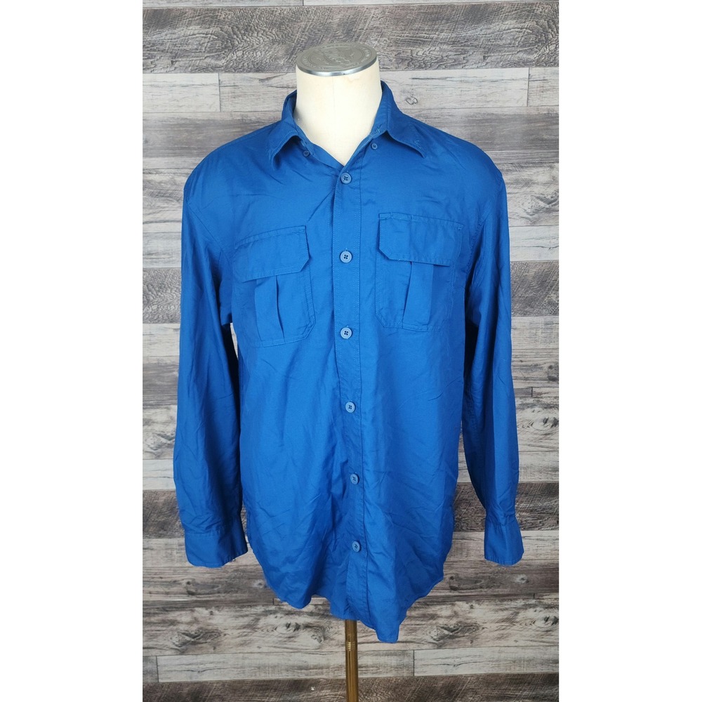 Duluth Trading Co Mens Blue Nylon Long Sleeve Roll Tab Fishing‎ Hiking Shirt M